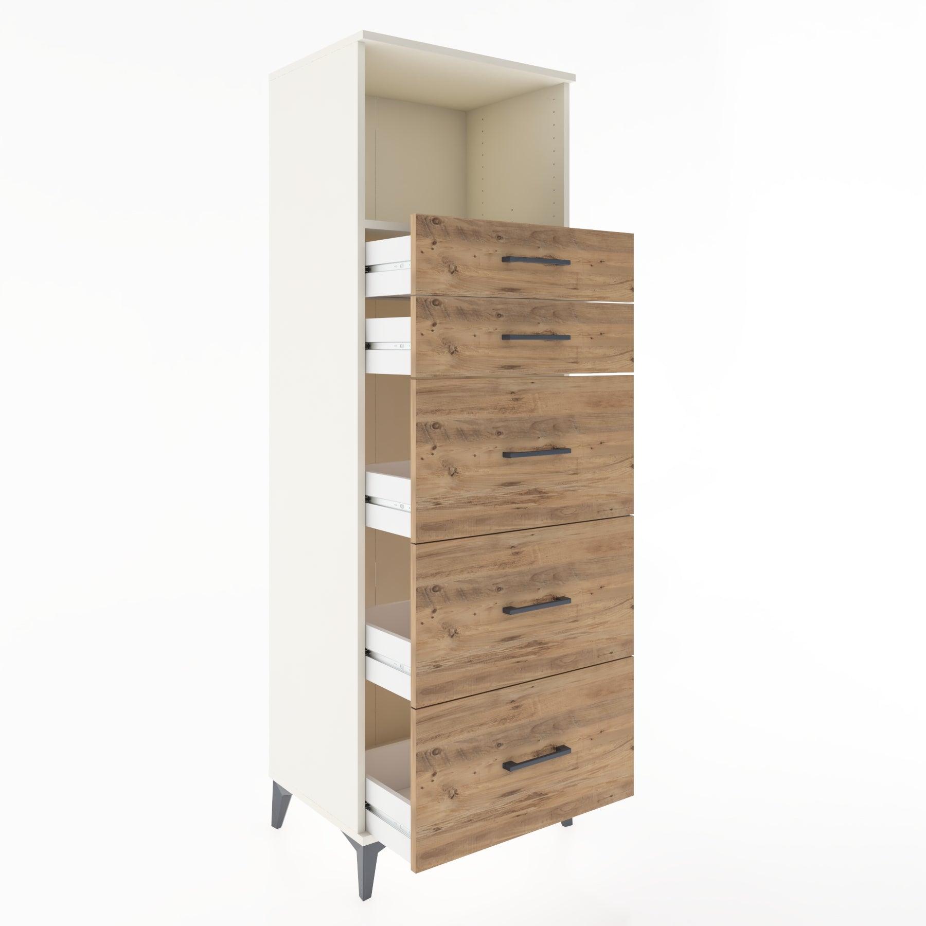 Woodntry Modüler Dolap Aytaşı 60x44x170 cm Çekmeceli ve Raflı CR49-1
