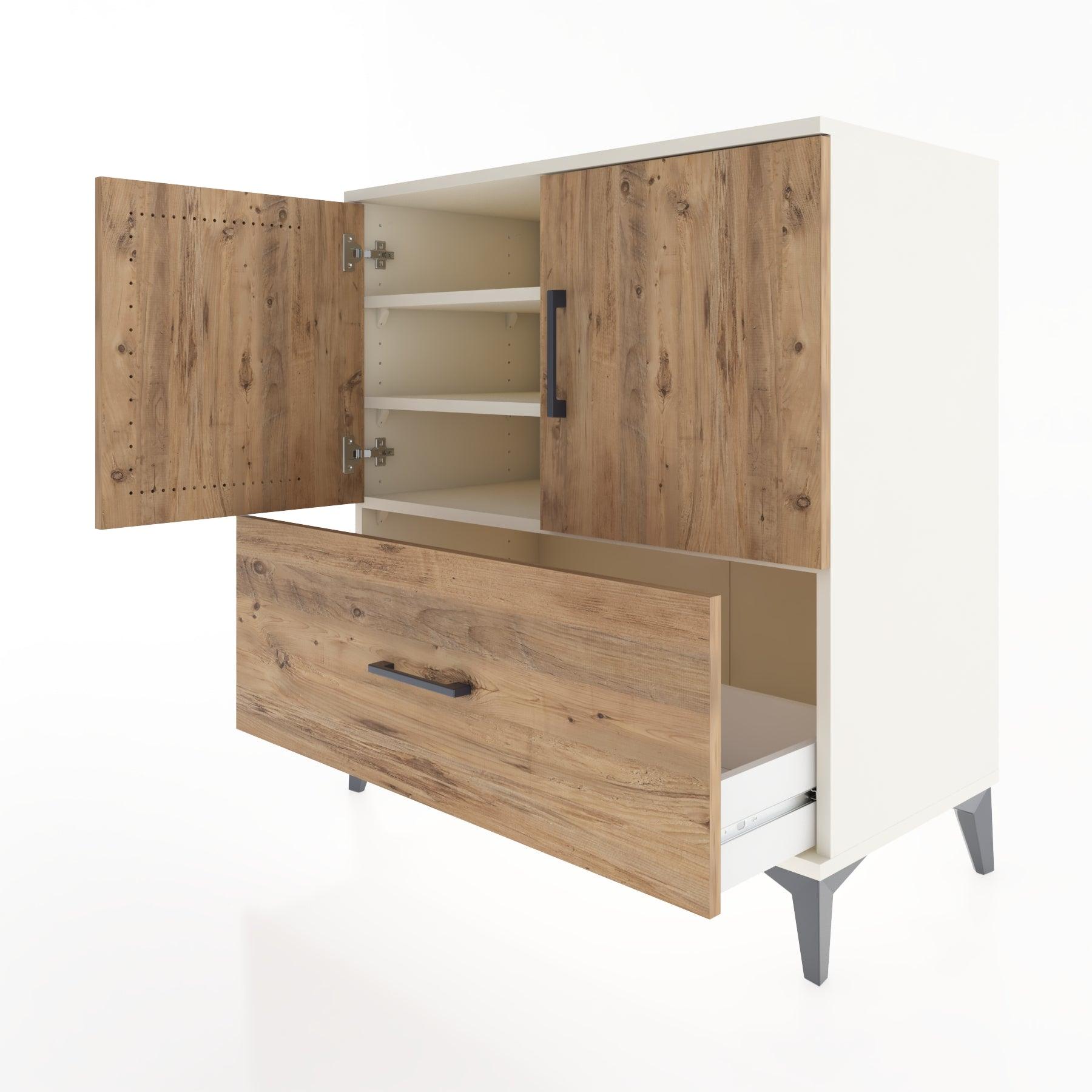 Woodntry Modular Dresser Moonstone 88x44x84 cm with Cover and Drawer KC46-1