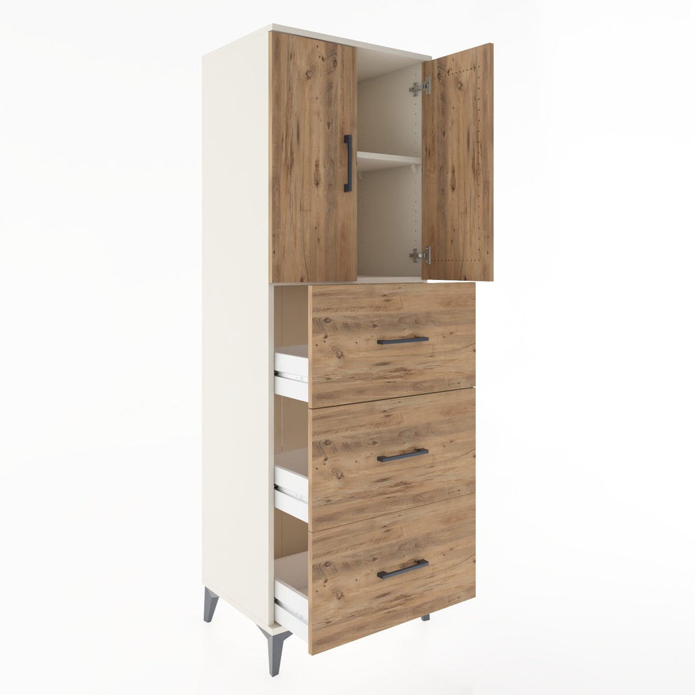 Woodntry Modular Cabinet Moonstone 60x44x170 cm with Doors and Drawers KC24-1