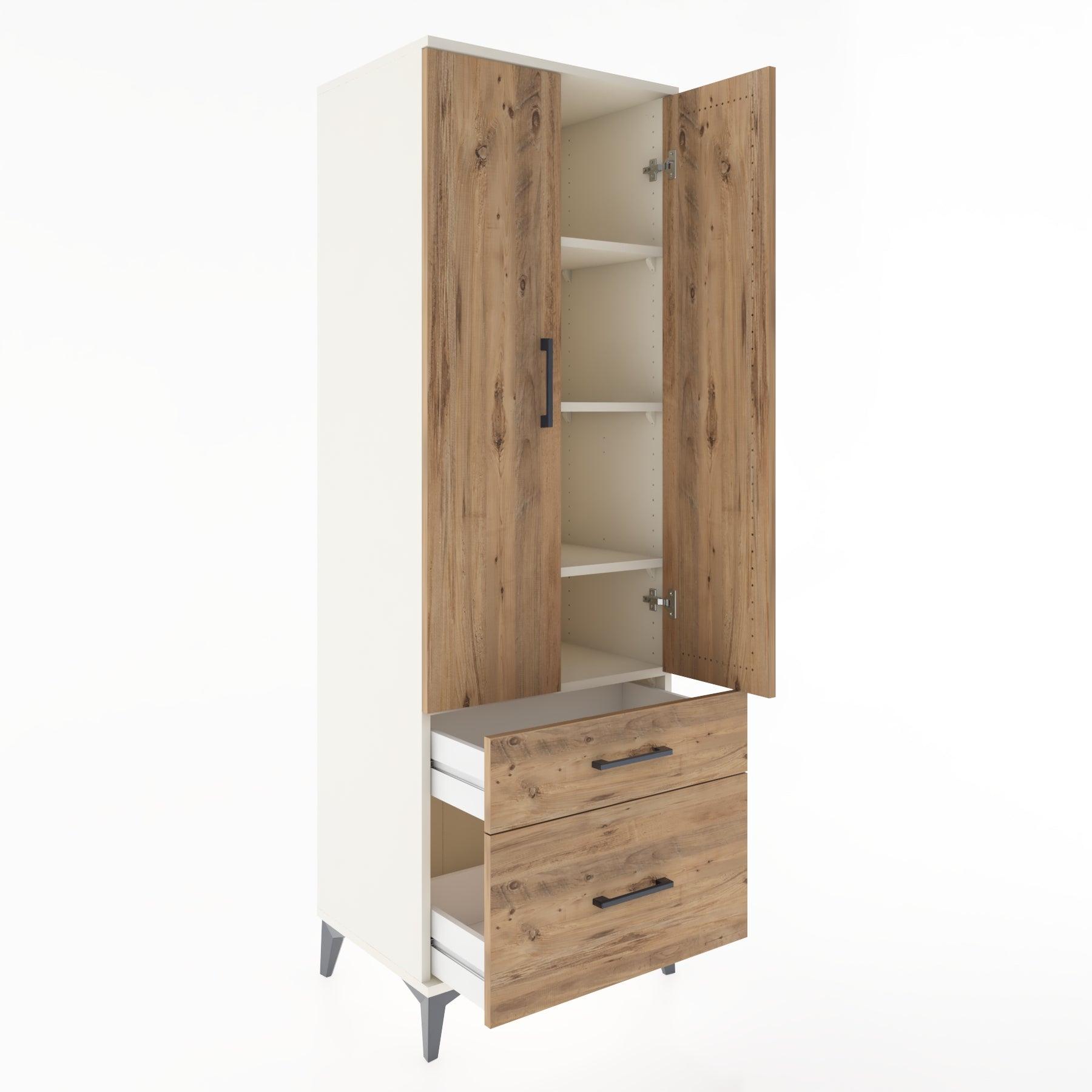 Woodntry Modular Cabinet Moonstone 60x44x170 cm with Doors and Drawers KC15-1