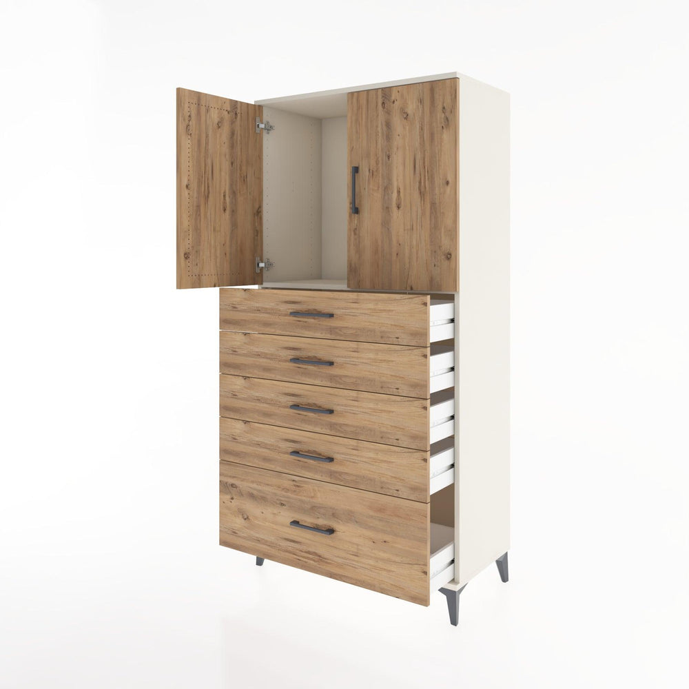 Woodntry Modular Cabinet Moonstone 88x44x170 cm with Doors and Drawers KC12-1