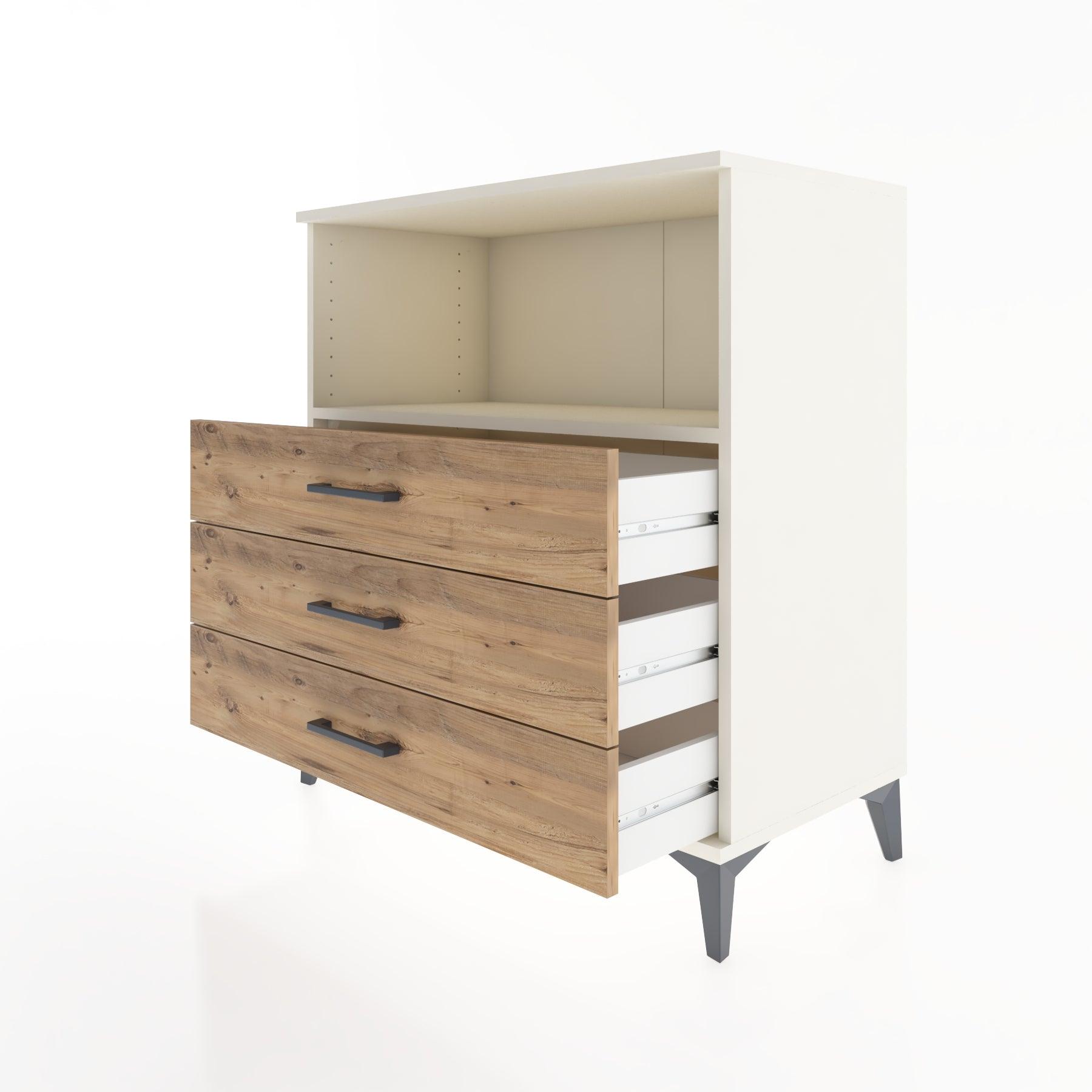 Woodntry Modüler Şifonyer Aytaşı 88x44x84 cm Çekmeceli ve Raflı CR18-1