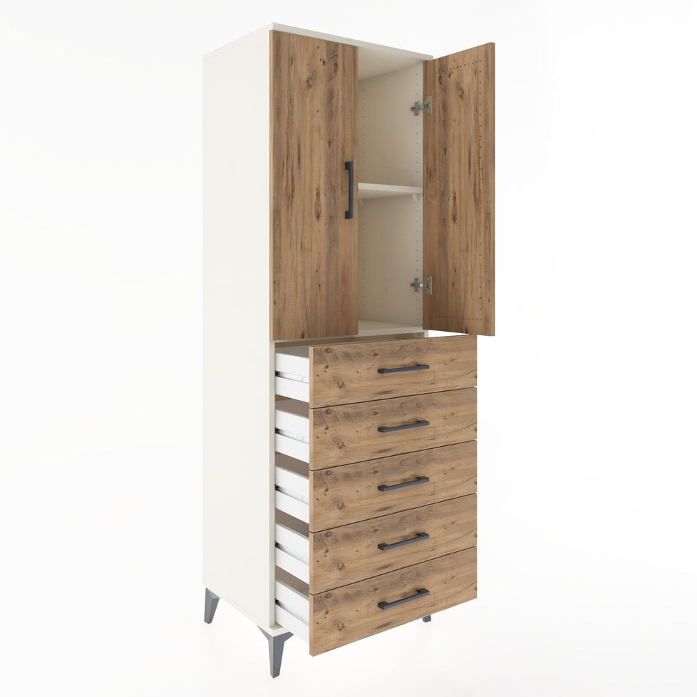 Woodntry Modular Cabinet Moonstone 60x44x170 cm with Doors and Drawers KC4-1