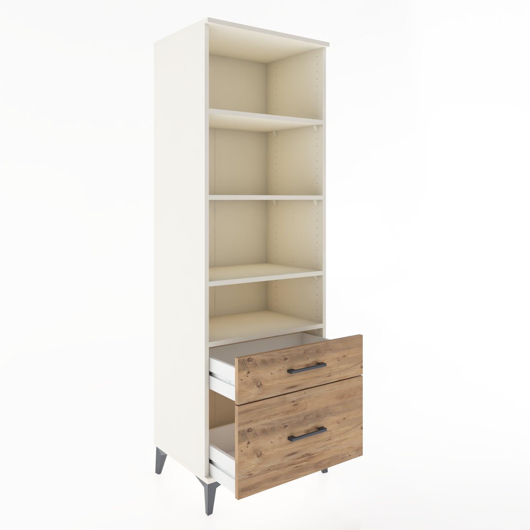 Woodntry Modular Cabinet Moonstone 60x44x170 cm with Drawers and Shelves CR43-1