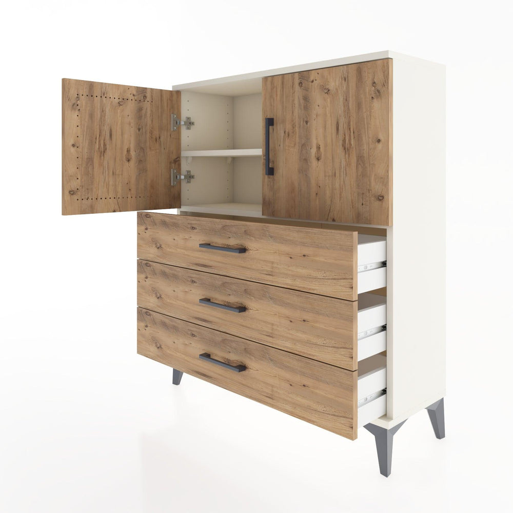 Woodntry Modüler Şifonyer Aytaşı 88x30x94 cm Kapaklı ve Çekmeceli KC7-1