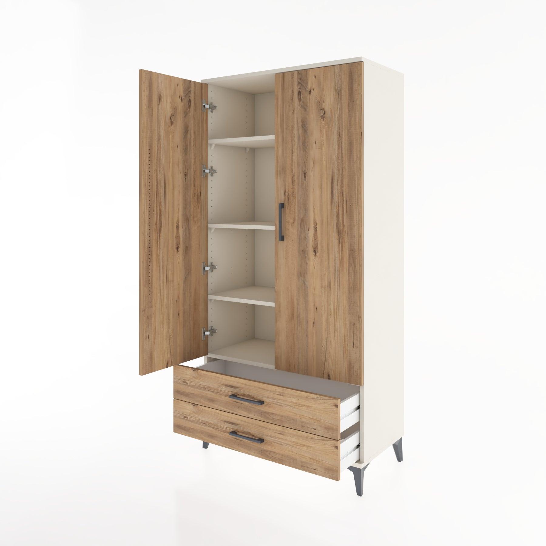 Woodntry Modular Cabinet Moonstone 88x44x170 cm with Doors and Drawers KC7-1