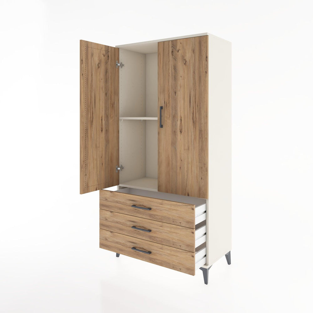 Woodntry Modular Cabinet Moonstone 88x44x170 cm with Doors and Drawers KC6-1