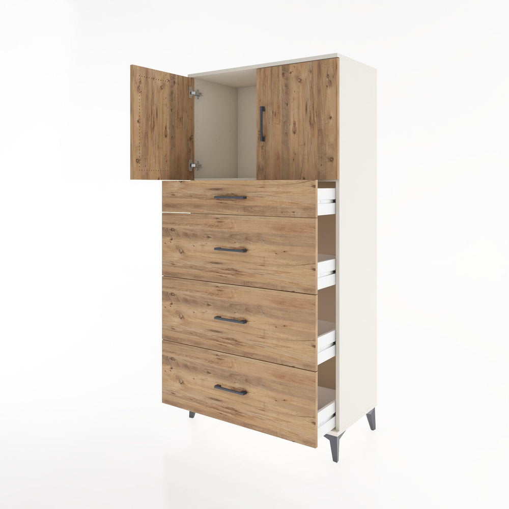 Woodntry Modular Cabinet Moonstone 88x44x170 cm with Doors and Drawers KC23-1