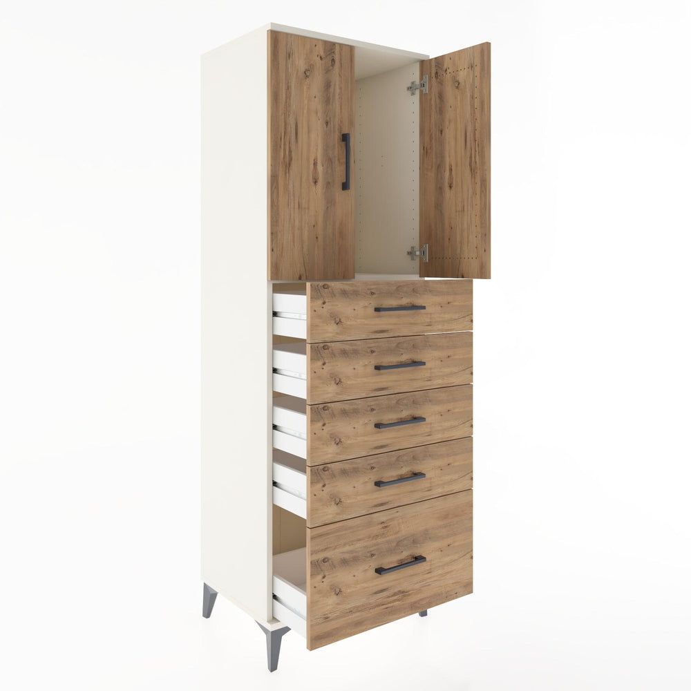 Woodntry Modular Cabinet Moonstone 60x44x170 cm with Doors and Drawers KC12-1
