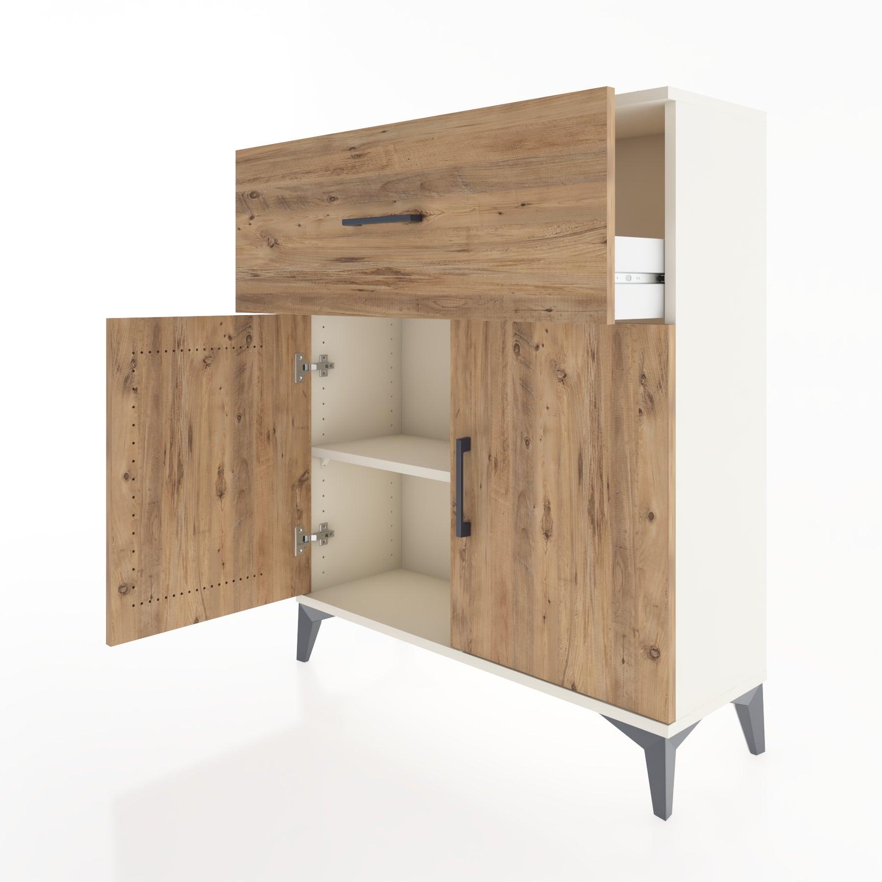 Woodntry Modüler Şifonyer Aytaşı 88x30x94 cm Kapaklı ve Çekmeceli KC9-1