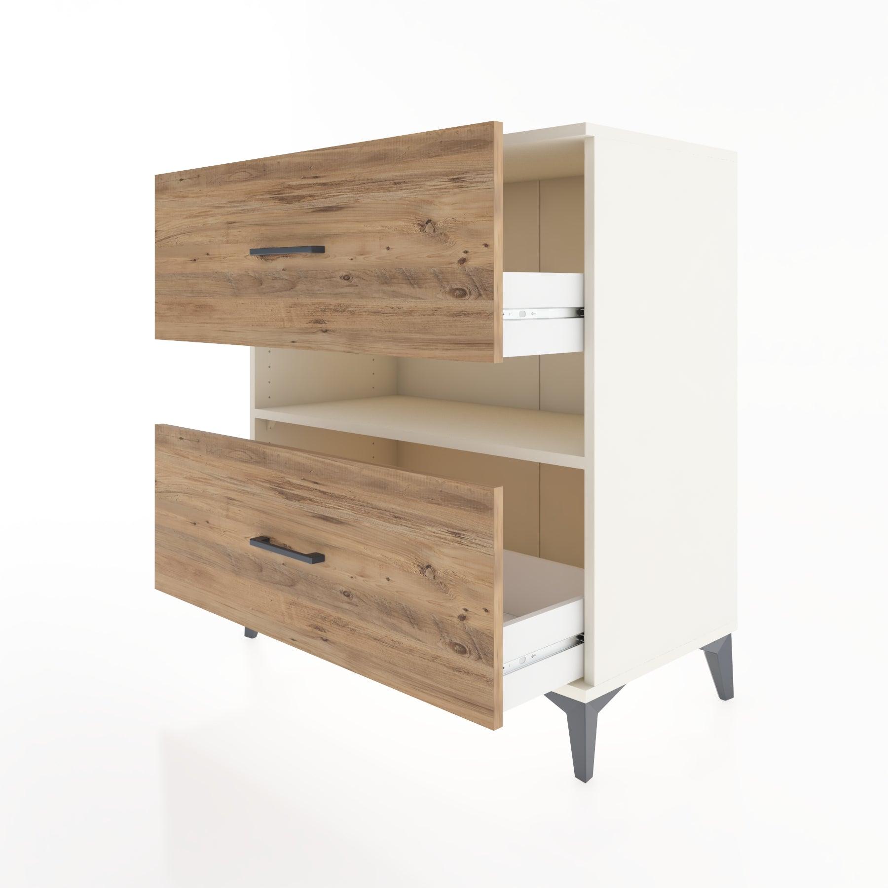 Woodntry Modüler Şifonyer Aytaşı 88x44x84 cm Çekmeceli ve Raflı CR2-1
