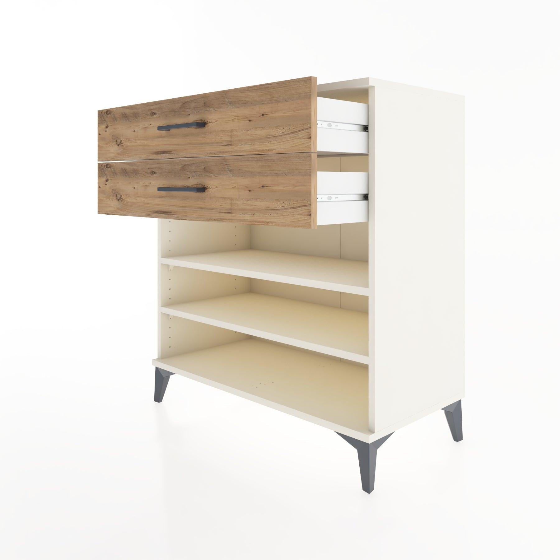 Woodntry Modüler Şifonyer Aytaşı 88x44x84 cm Çekmeceli ve Raflı CR13-1