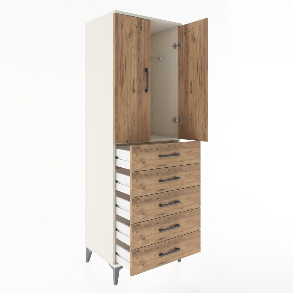 Woodntry Modular Cabinet Moonstone 60x44x170 cm with Doors and Drawers KC26-1