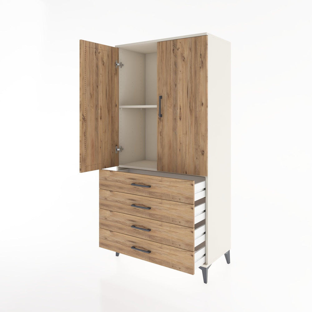 Woodntry Modular Cabinet Moonstone 88x44x170 cm with Doors and Drawers KC5-1