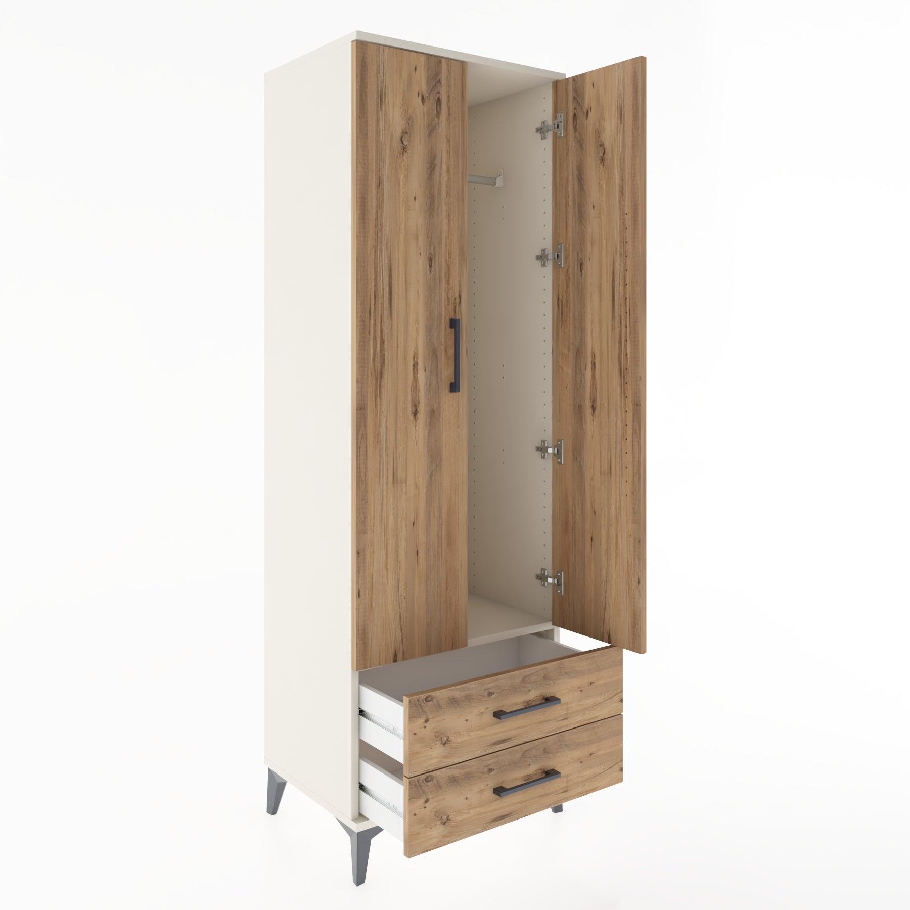 Woodntry Modular Cabinet Moonstone 60x44x170 cm with Doors and Drawers KC29-1
