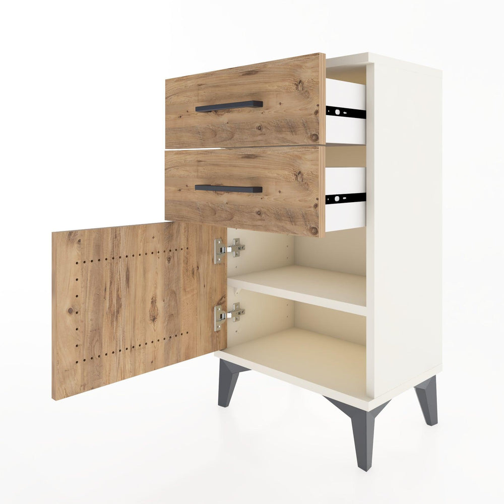 Woodntry Modüler Komodin İki Çekmece ve Kapaklı 44x30x68 cm Aytaşı - Woodntry
