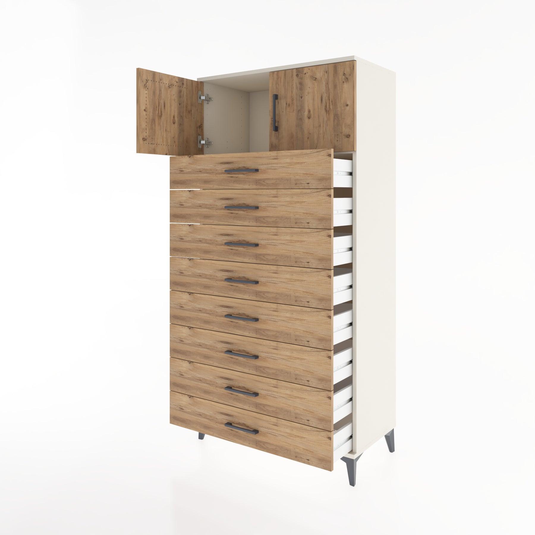 Woodntry Modular Cabinet Moonstone 88x44x170 cm with Doors and Drawers KC1-1