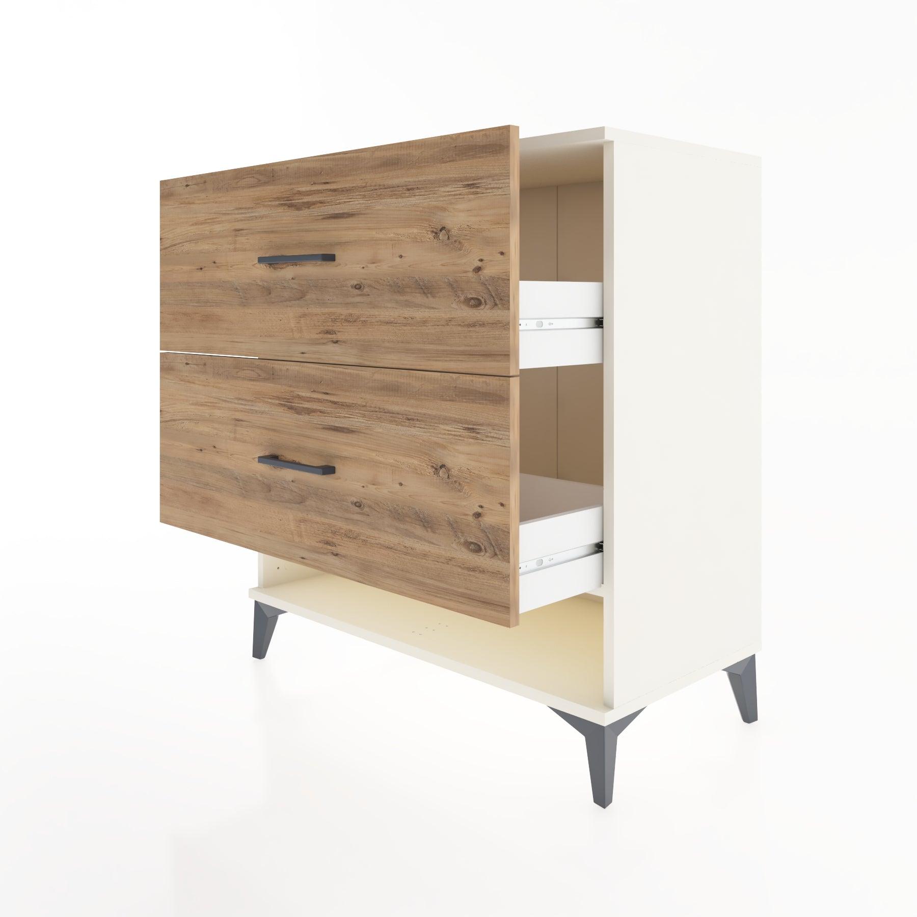 Woodntry Modüler Şifonyer Aytaşı 88x44x84 cm Çekmeceli ve Raflı CR4-1
