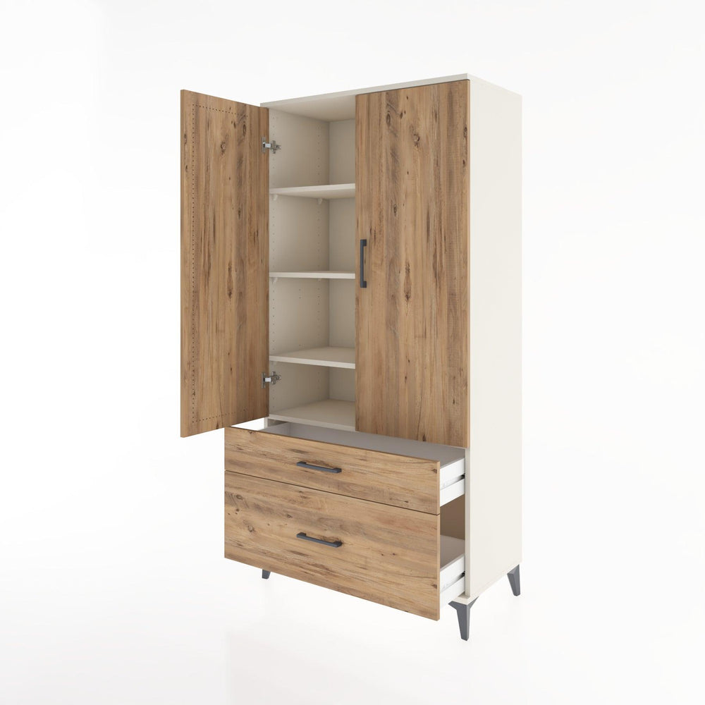 Woodntry Modular Cabinet Moonstone 88x44x170 cm with Doors and Drawers KC15-1
