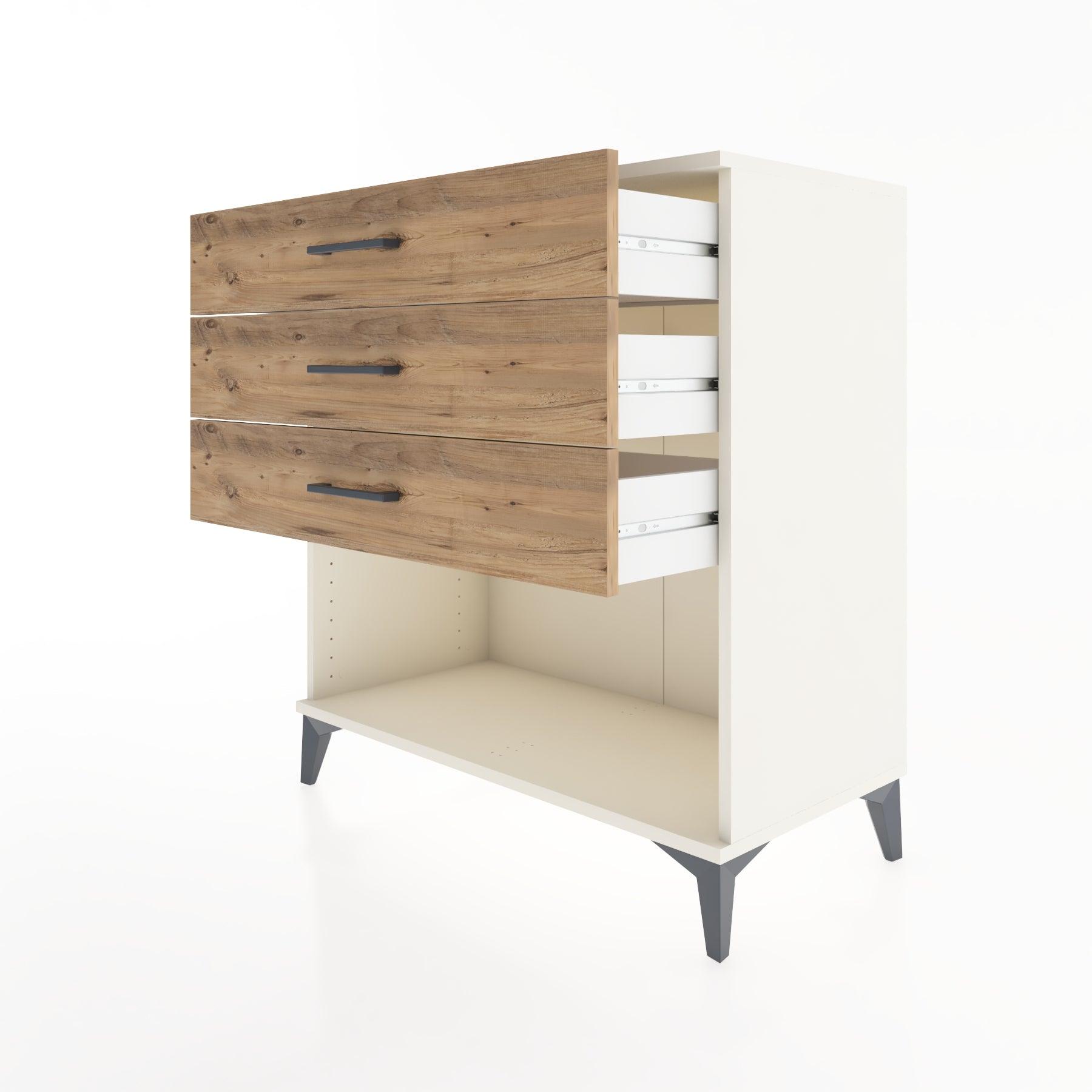 Woodntry Modüler Şifonyer Aytaşı 88x44x84 cm Çekmeceli ve Raflı CR11-1