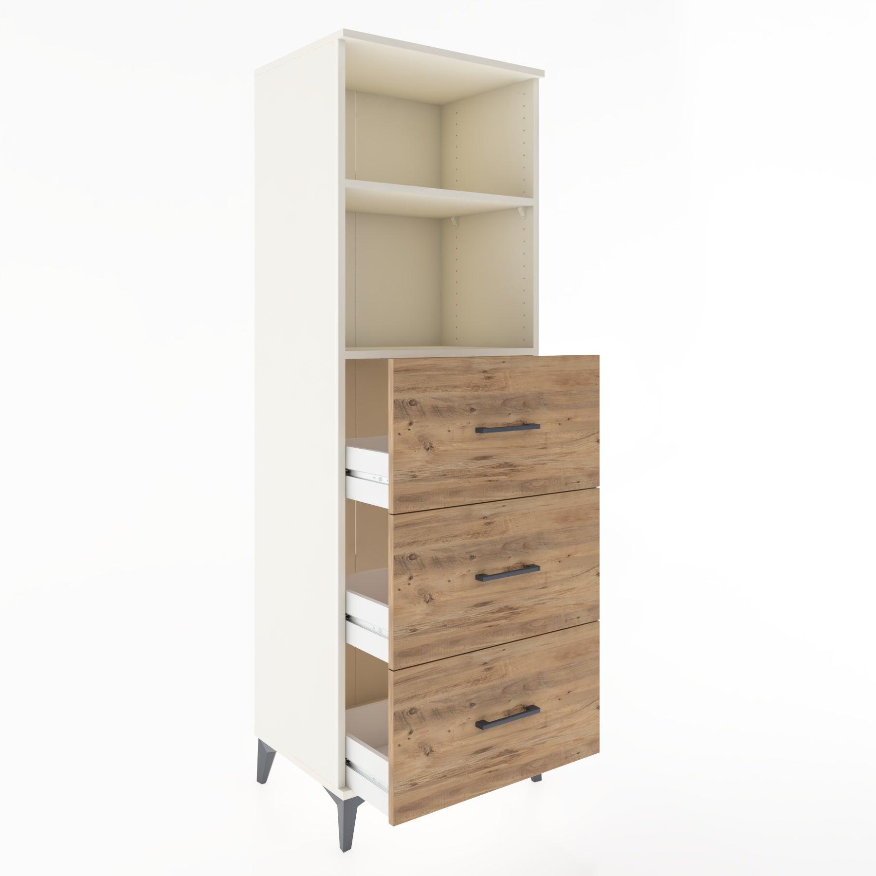 Woodntry Modüler Dolap Aytaşı 60x44x170 cm Çekmeceli ve Raflı CR51-1