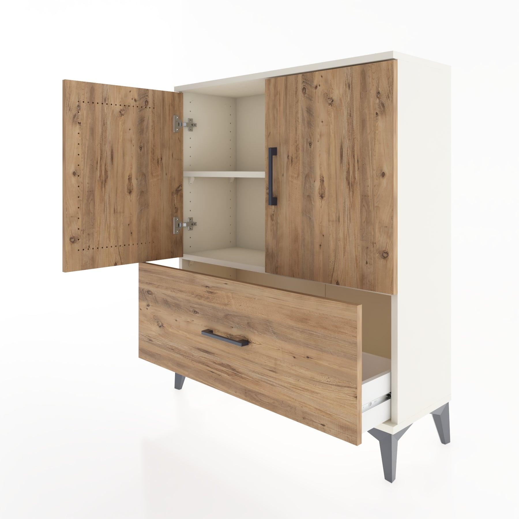 Woodntry Modüler Şifonyer Aytaşı 88x30x94 cm Kapaklı ve Çekmeceli KC10-1