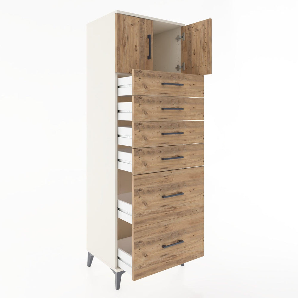 Woodntry Modular Cabinet Moonstone 60x44x170 cm with Doors and Drawers KC17-1