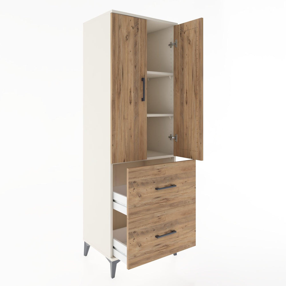 Woodntry Modular Cabinet Moonstone 60x44x170 cm with Doors and Drawers KC21-1