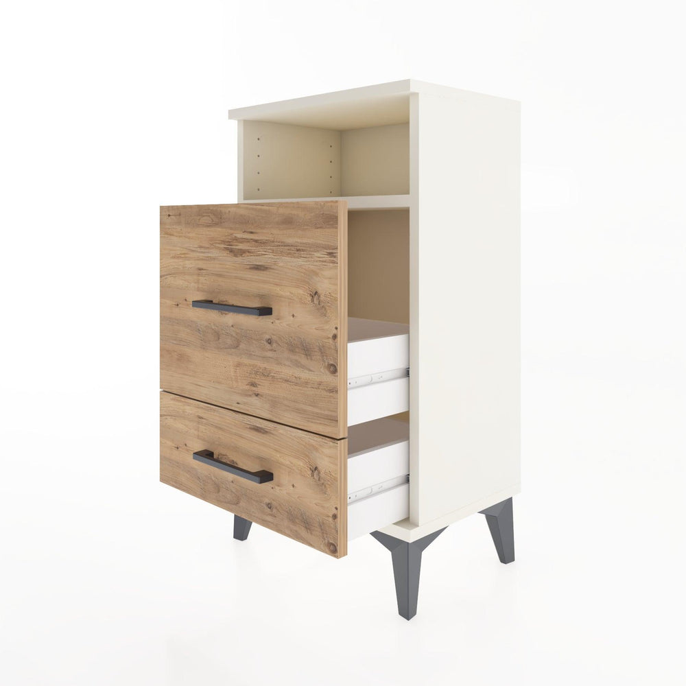 Woodntry Modüler Komodin 2 Çekmece ve Raflı V4 44x30x68 cm Aytaşı - Woodntry