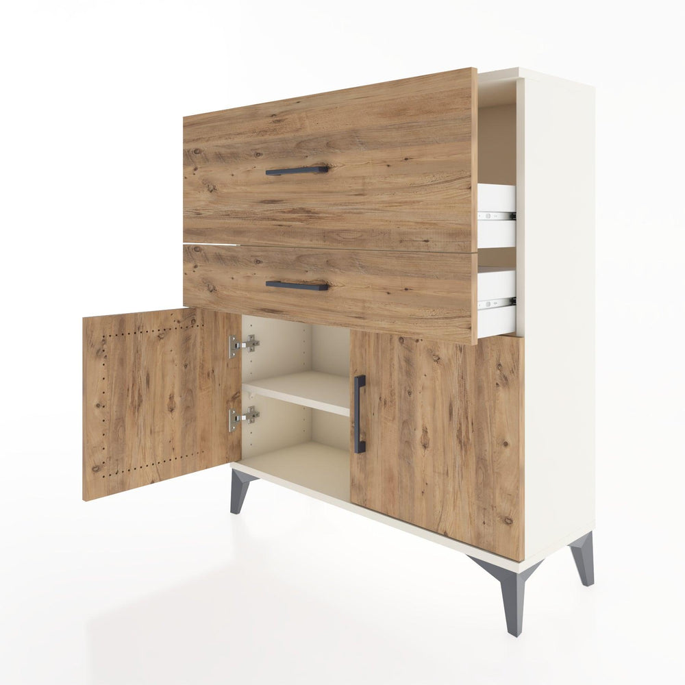 Woodntry Modüler Şifonyer Aytaşı 88x30x94 cm Kapaklı ve Çekmeceli KC12-1