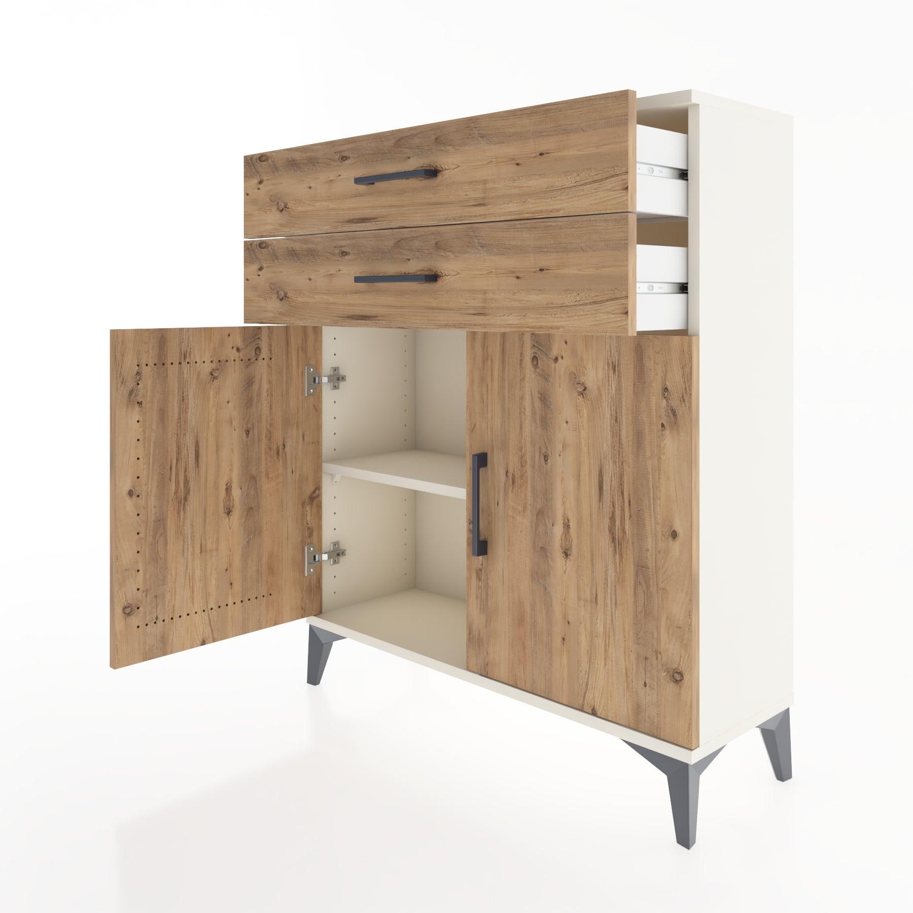 Woodntry Modüler Şifonyer Aytaşı 88x30x94 cm Kapaklı ve Çekmeceli KC3-1