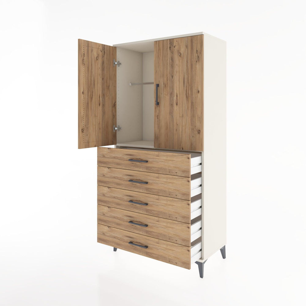 Woodntry Modular Cabinet Moonstone 88x44x170 cm with Doors and Drawers KC26-1