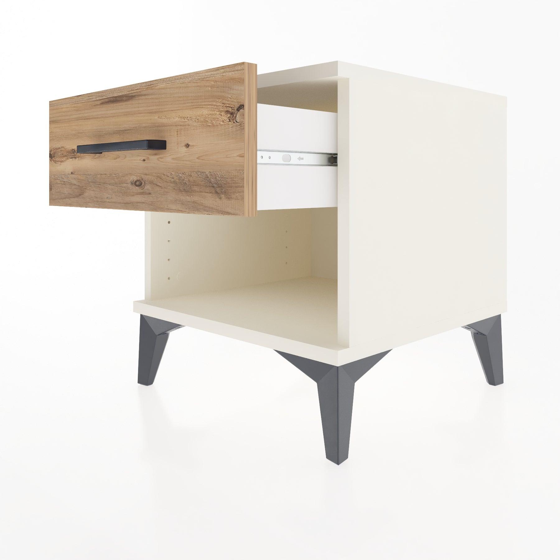 Woodntry Modular Nightstand Moonstone 44x44x36 cm with Drawer and Shelf CR1-1