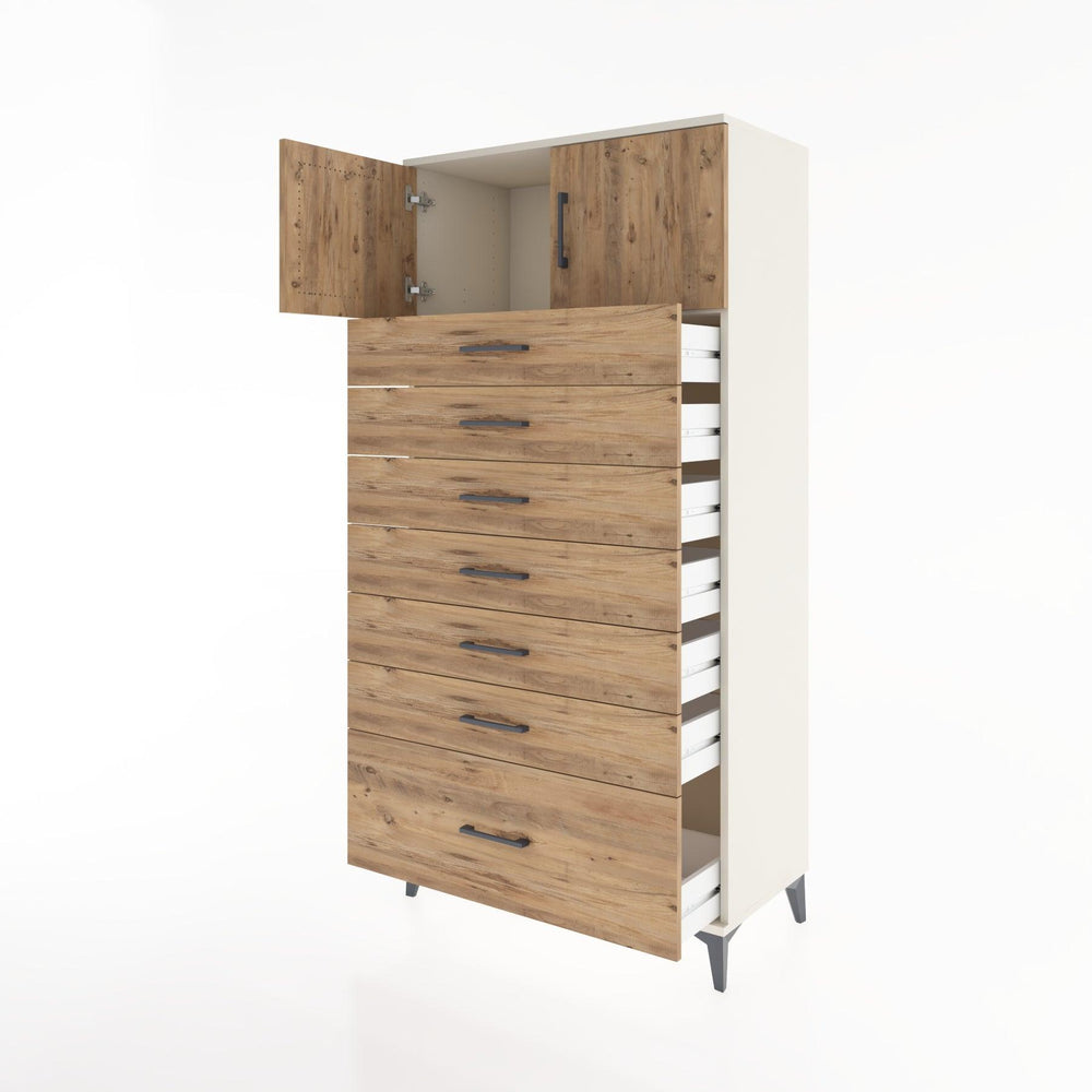 Woodntry Modular Cabinet Moonstone 88x44x170 cm with Doors and Drawers KC10-1