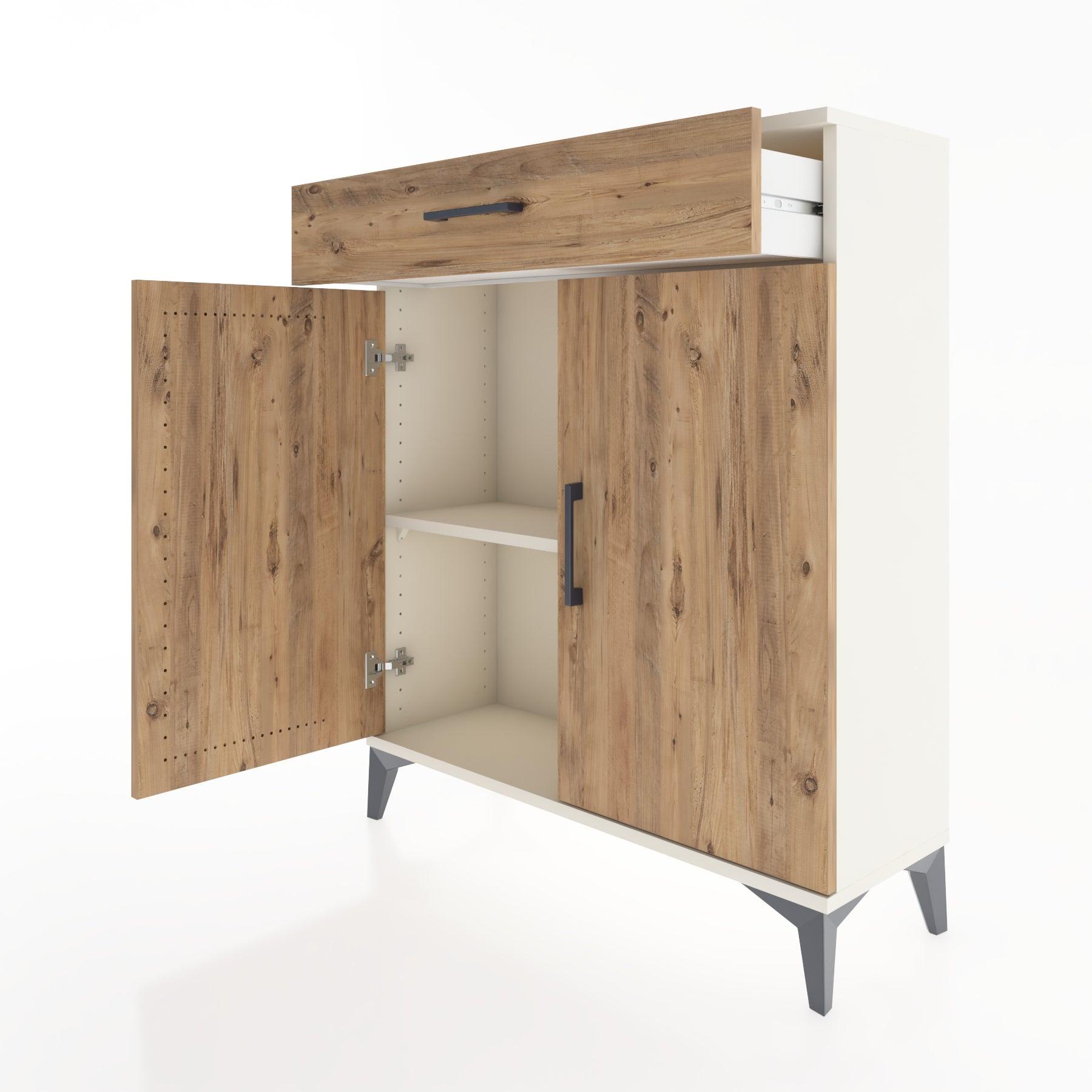 Woodntry Modüler Şifonyer Aytaşı 88x30x94 cm Kapaklı ve Çekmeceli KC1-1
