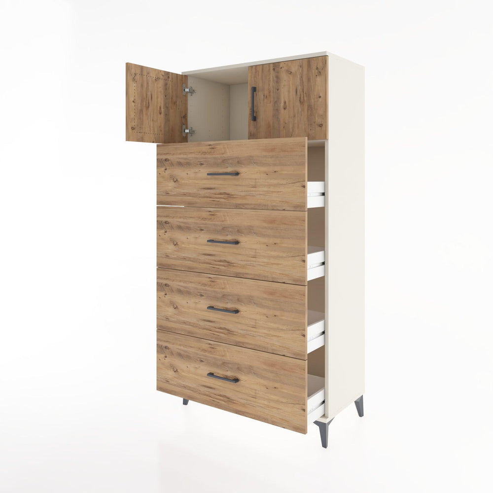 Woodntry Modular Cabinet Moonstone 88x44x170 cm with Doors and Drawers KC25-1