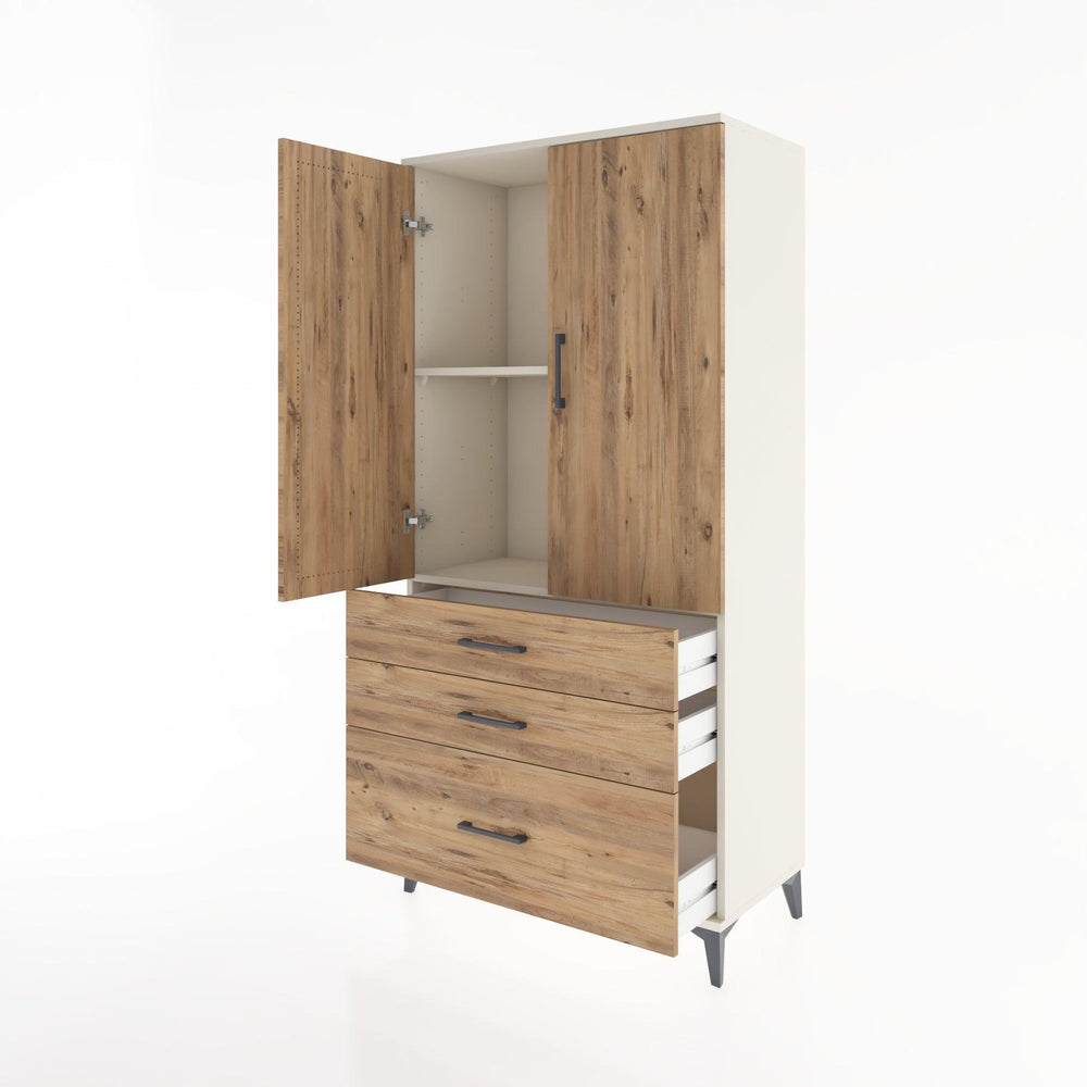 Woodntry Modular Cabinet Moonstone 88x44x170 cm with Doors and Drawers KC14-1