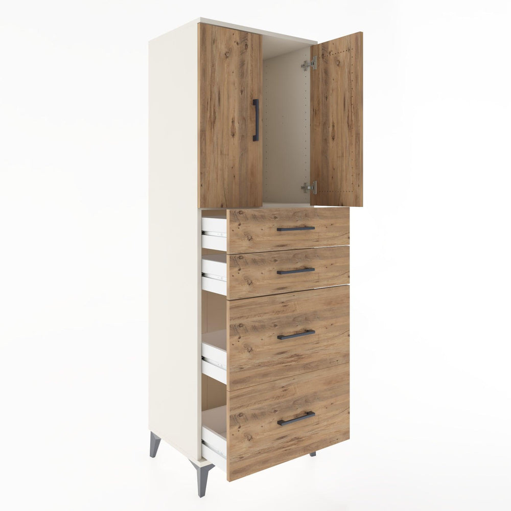 Woodntry Modular Cabinet Moonstone 60x44x170 cm with Doors and Drawers KC19-1
