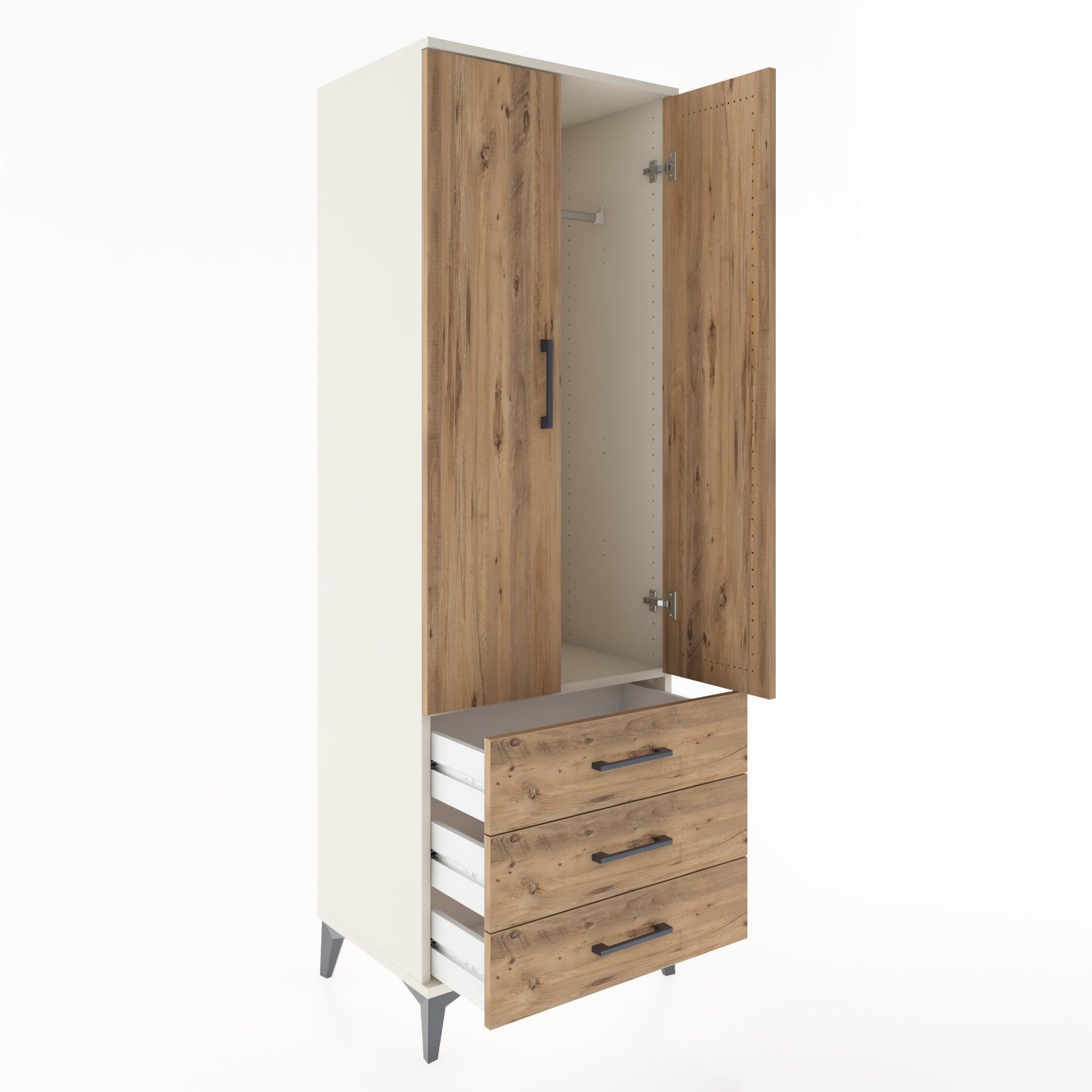 Woodntry Modular Cabinet Moonstone 60x44x170 cm with Doors and Drawers KC28-1