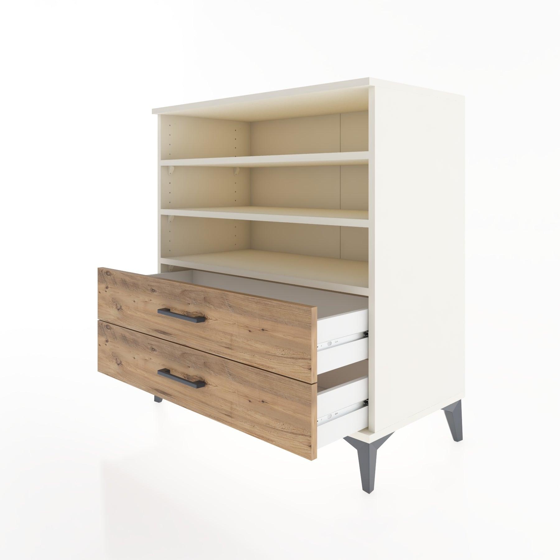 Woodntry Modüler Şifonyer Aytaşı 88x44x84 cm Çekmeceli ve Raflı CR15-1
