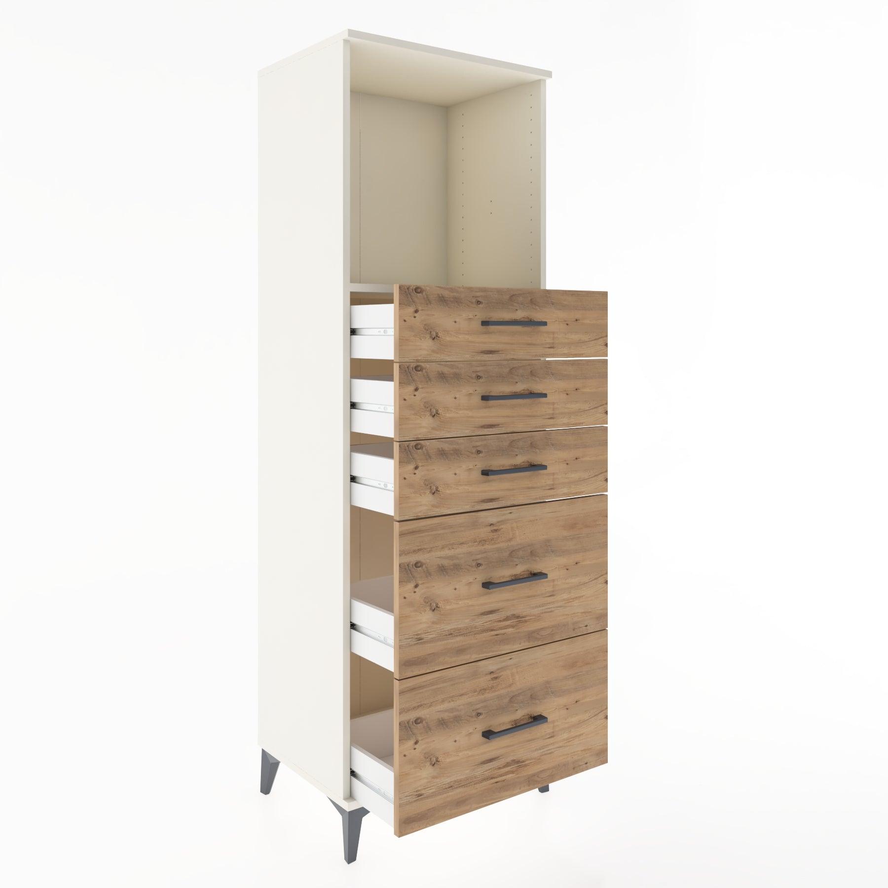Woodntry Modular Cabinet Moonstone 60x44x170 cm with Drawers and Shelves CR45-1