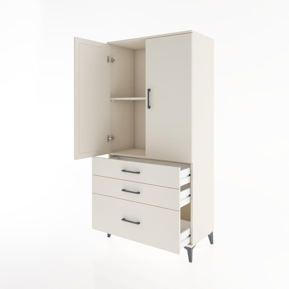 Woodntry Modular Cabinet Moonstone 88x44x170 cm with Doors and Drawers KC14-1