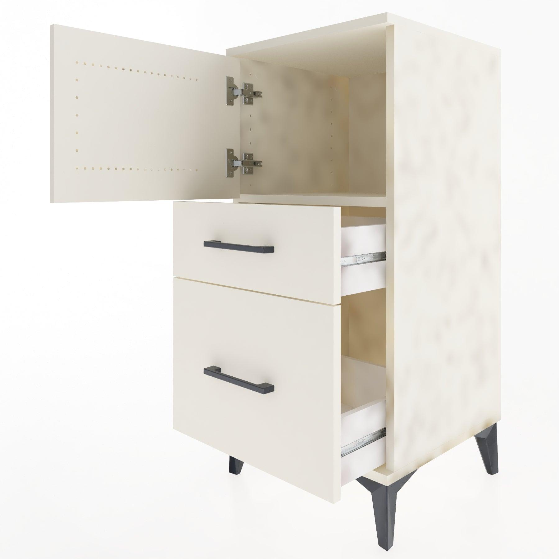 Woodntry Modular Nightstand Moonstone 44x44x84 cm with Cover and Drawer KC45-1