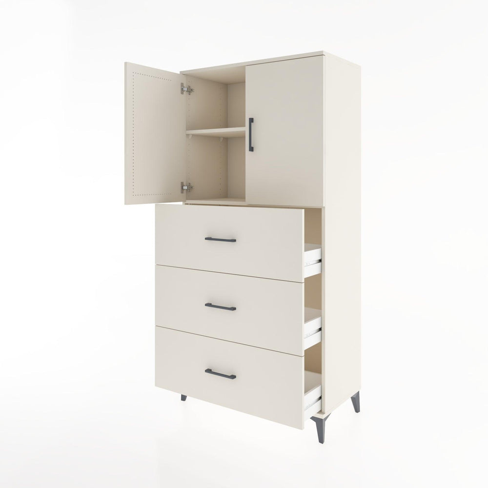 Woodntry Modular Cabinet Moonstone 88x44x170 cm with Doors and Drawers KC24-1