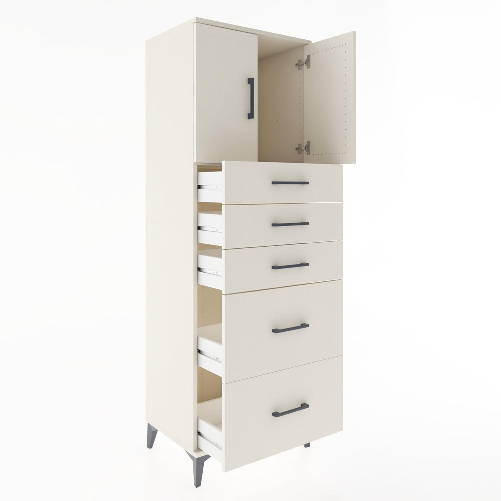 Woodntry Modular Cabinet Moonstone 60x44x170 cm with Doors and Drawers KC18-1