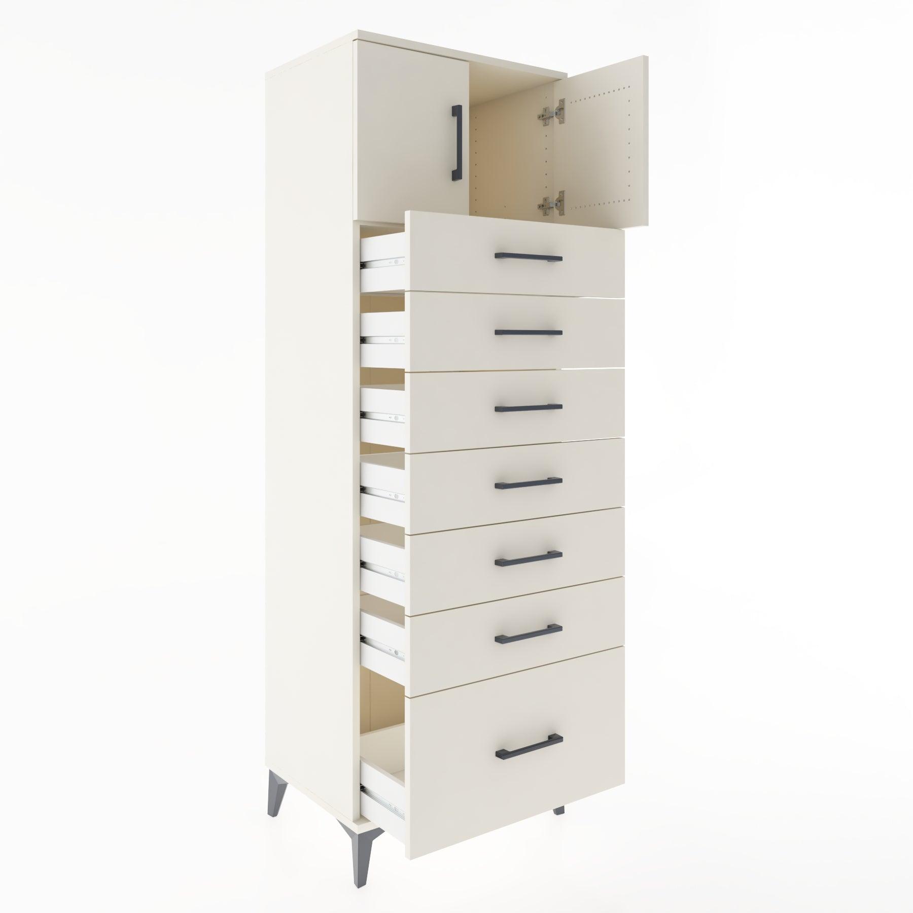 Woodntry Modular Cabinet Moonstone 60x44x170 cm with Doors and Drawers KC10-1