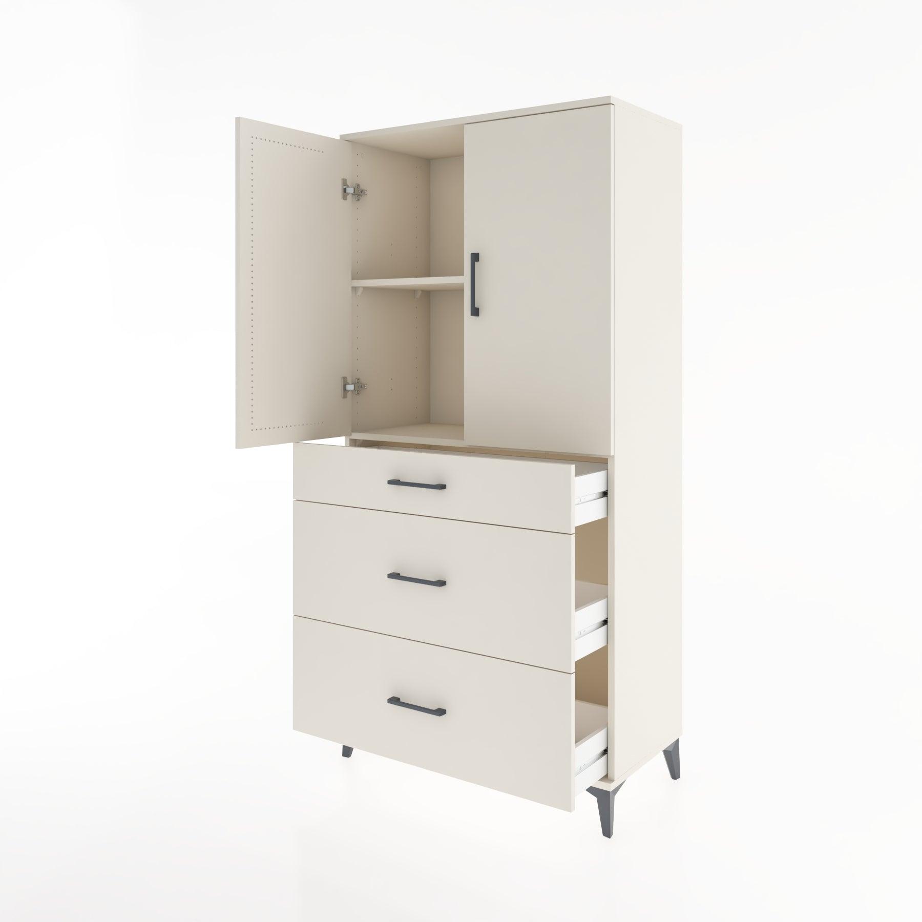 Woodntry Modular Cabinet Moonstone 88x44x170 cm with Doors and Drawers KC20-1