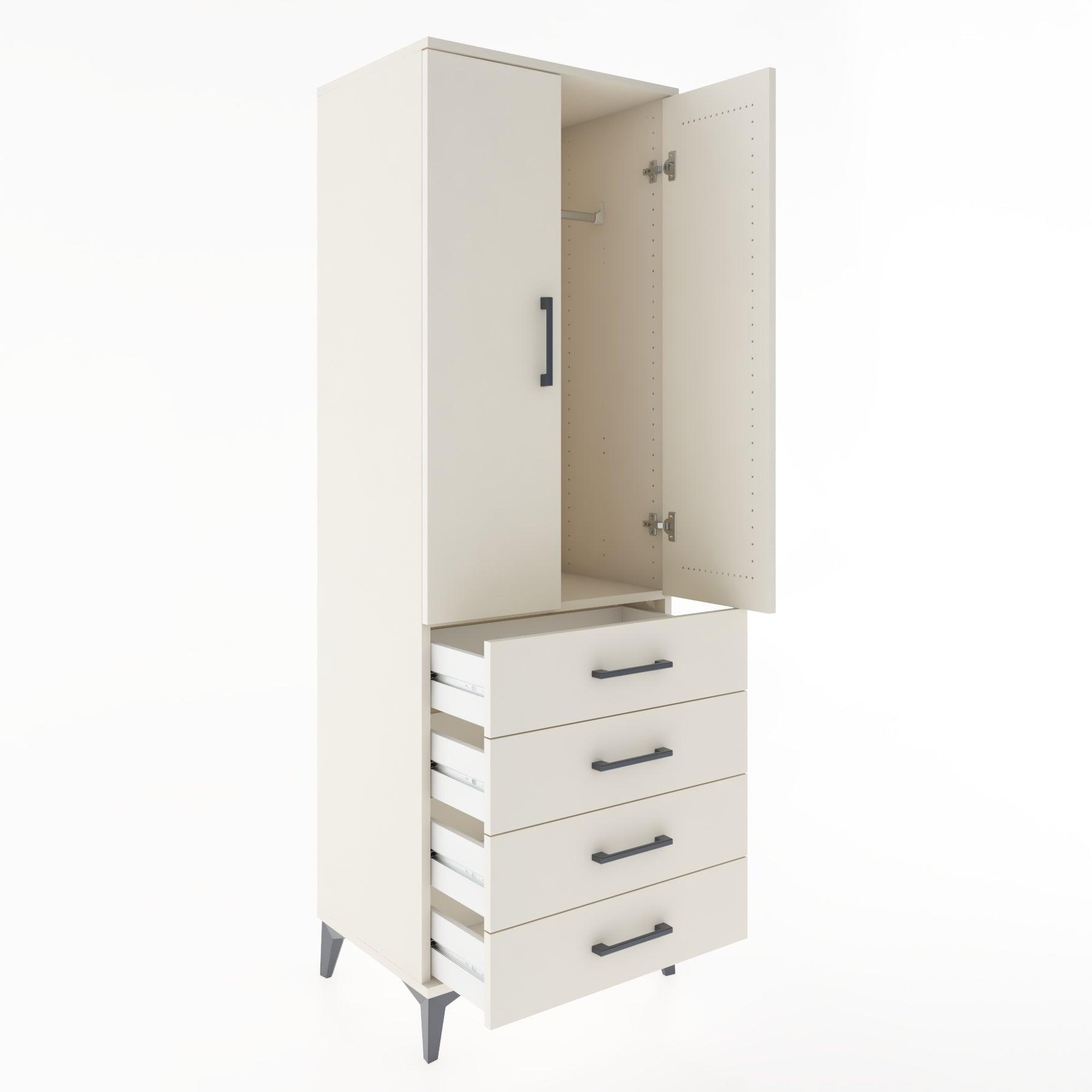 Woodntry Modular Cabinet Moonstone 60x44x170 cm with Doors and Drawers KC27-1