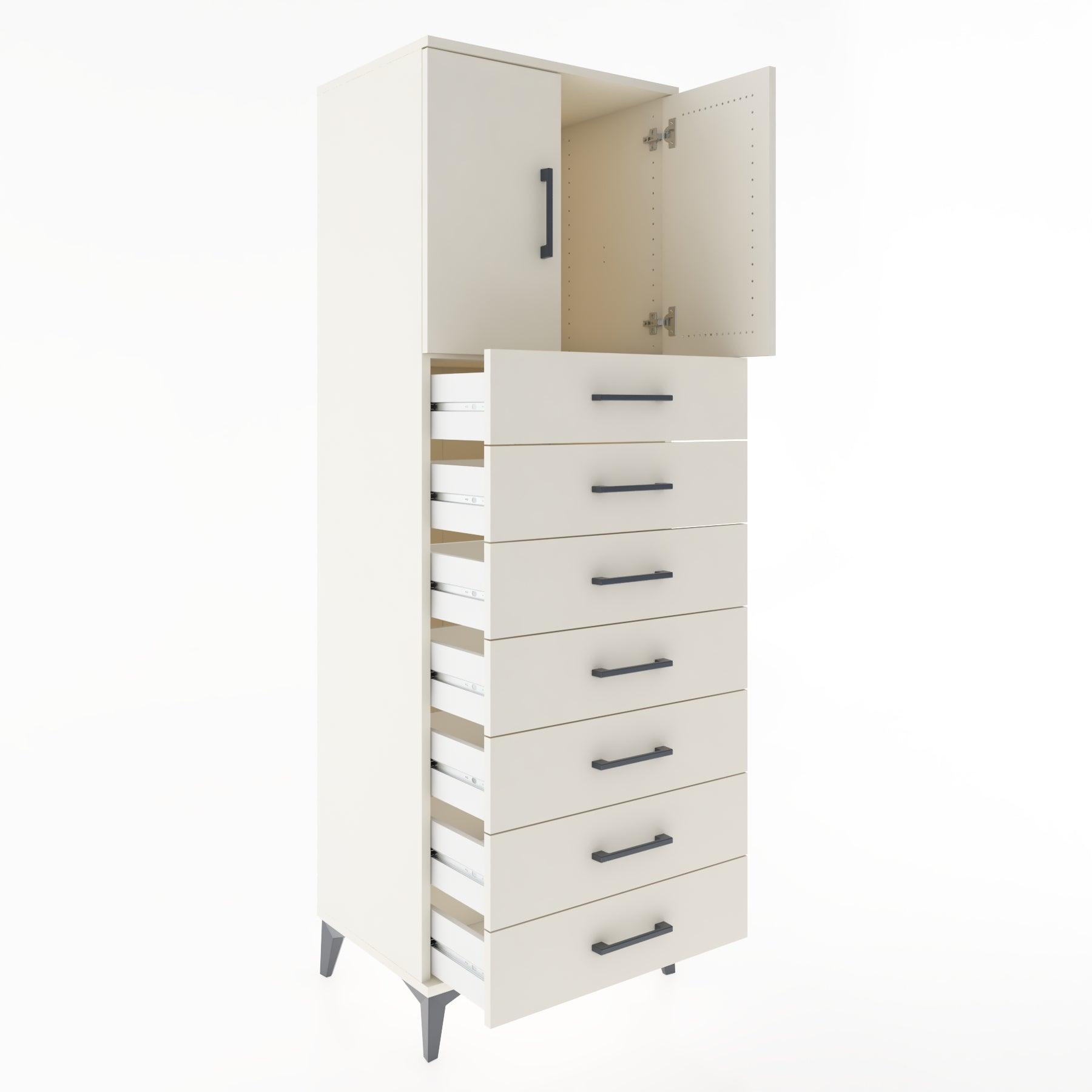Woodntry Modüler Dolap Aytaşı 60x44x170 cm Kapaklı ve Çekmeceli KC2-1