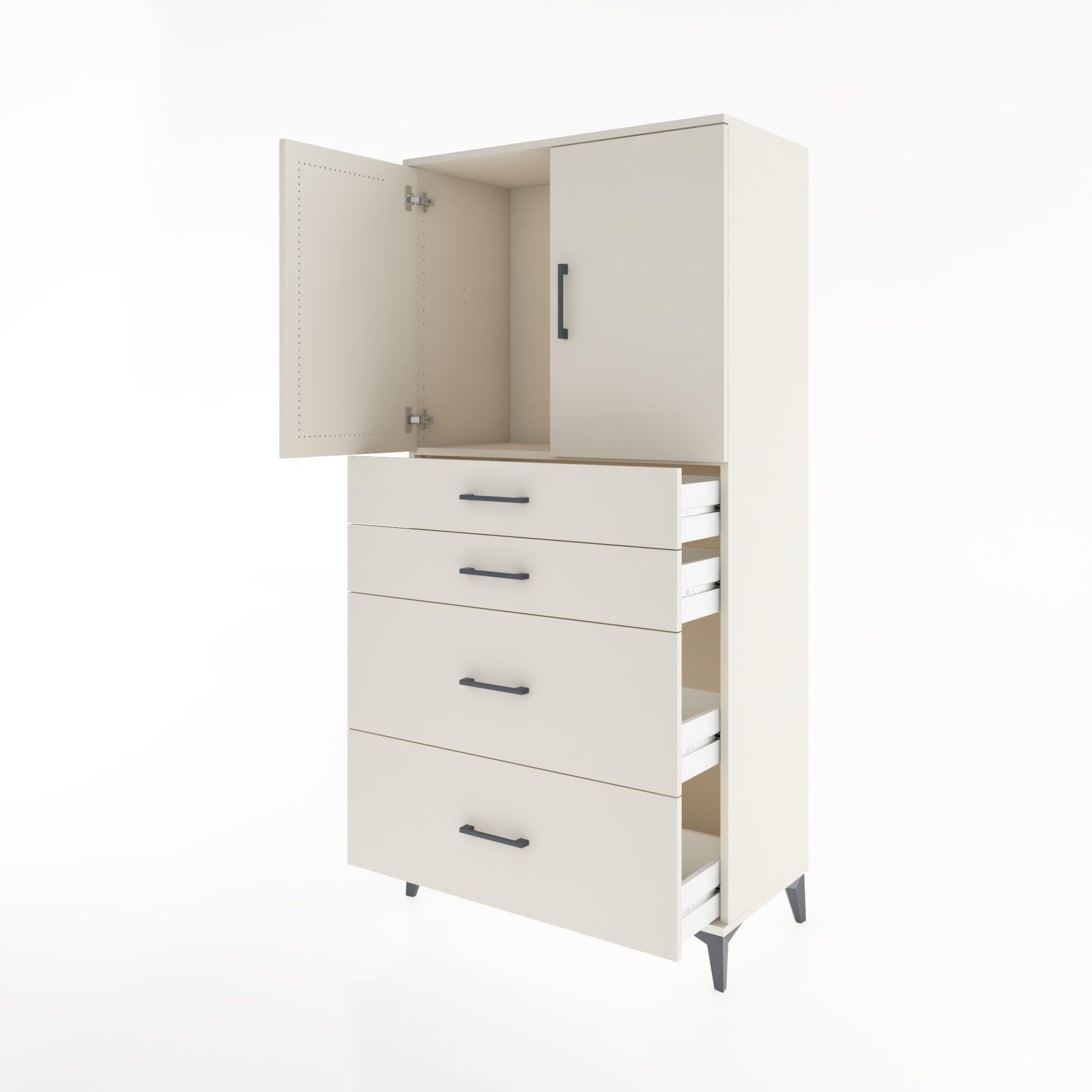 Woodntry Modular Cabinet Moonstone 88x44x170 cm with Doors and Drawers KC19-1